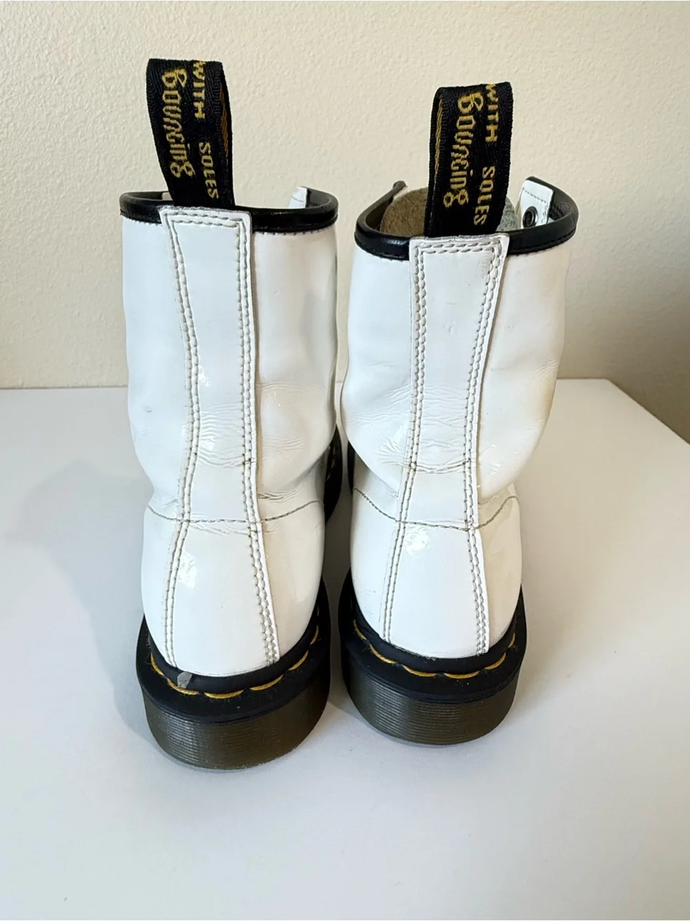 Dr. Martens 1460 White Patent Leather Combat Boots Women’s 7/38 8 Eye Lace Up